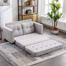 59.4" Loveseat Sofa with Pull-Out Bed Modern Upholstered Couch with Side Pocket for Living Room Office, Grey