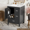 Bathroom Vanity With Sink, Soft-Close Doors, Double-Layer Shelf And 3 Drawers