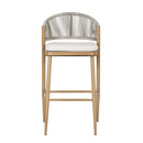 Outdoor Bar Height Metal Frame Counter Stools with Scallop-Shaped Backrest & Water-Resistant Cushions by HouseOfZazla
