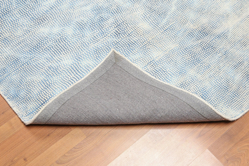 5' x 7' Handmade Graphic Area Rug Contemporary 100% Wool Blue