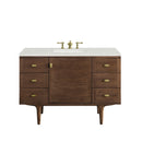James Martin Amberly 48" Dual Mount Single Bathroom Vanity, Mid-Century Walnut