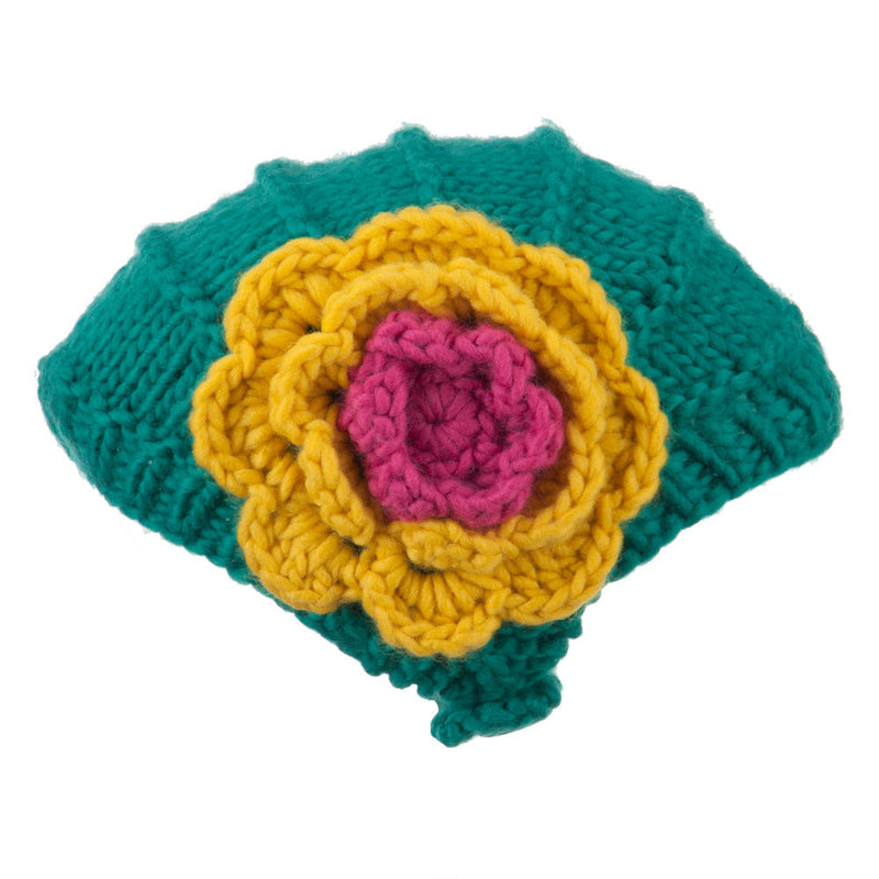 Girl's Flower Detail Chin Ski Beanie