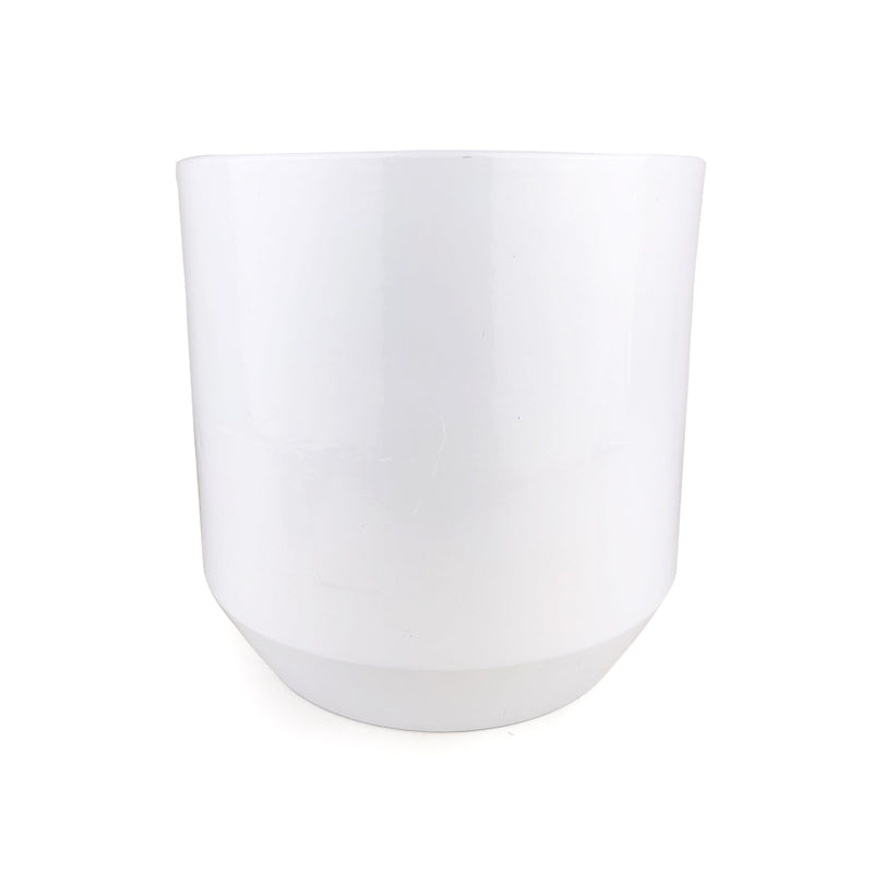 9.8 inch White Ceramic Pot with Wooden Stand