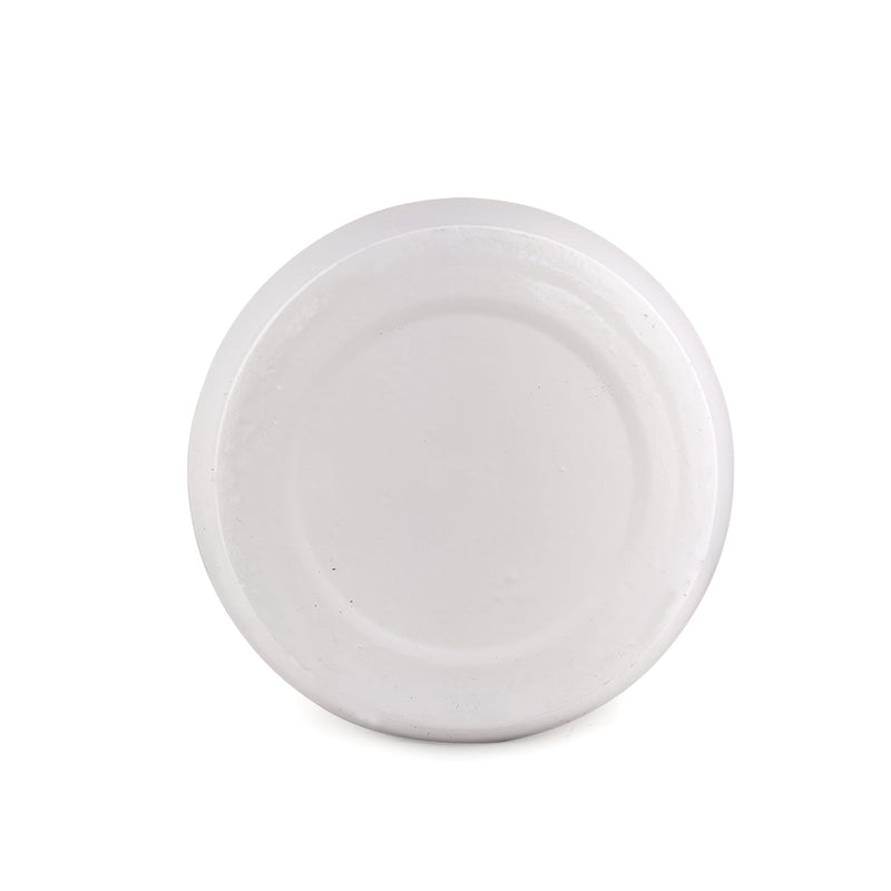 9.8 inch White Ceramic Pot with Wooden Stand