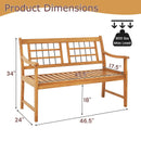 Patio Acacia Wood Bench with Curved Armrests Slatted Seat and Backrest by LJGDeals