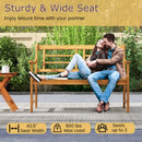 Patio Acacia Wood Bench with Curved Armrests Slatted Seat and Backrest by LJGDeals
