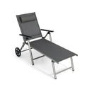 Adjustable Patio Folding Chaise Lounge Chair with Wheels by LJGDeals