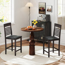 Dining Chair Set of 2 with Footrests and Solid Wood Frame-Gray