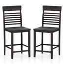 Dining Chair Set of 2 with Footrests and Solid Wood Frame-Gray