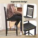 Dining Chair Set of 2 with Footrests and Solid Wood Frame-Gray