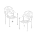 2 Pieces Patio Cast Aluminum Dining Chairs with Armrests-Bronze by LJGDeals