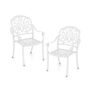 2 Pieces Patio Cast Aluminum Dining Chairs with Armrests-Bronze by DirectDeals