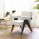 Upholstered Armchair with Natural Rubber Wood Legs and Sponge Padded Seat-White by LJGDeals