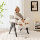 Upholstered Armchair with Natural Rubber Wood Legs and Sponge Padded Seat-White by LJGDeals