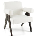 Upholstered Armchair with Natural Rubber Wood Legs and Sponge Padded Seat-White by LJGDeals