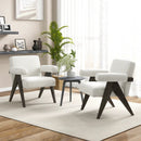 Upholstered Armchair with Natural Rubber Wood Legs and Sponge Padded Seat-White by LJGDeals