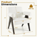 Upholstered Armchair with Natural Rubber Wood Legs and Sponge Padded Seat-White by LJGDeals