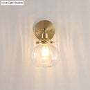 GobekUsa Champagne/Clear Prismatic Glass Single Sconce Gold Wall Light - Minimalist Globe Design