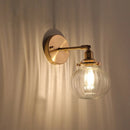 GobekUsa Champagne/Clear Prismatic Glass Single Sconce Gold Wall Light - Minimalist Globe Design