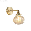 GobekUsa Champagne/Clear Prismatic Glass Single Sconce Gold Wall Light - Minimalist Globe Design