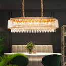 GobekUsa Champagne Crystal Prism Island Pendant - Modern Chic Oval Dining Room Light Fixture