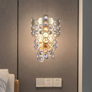GobekUsa Champagne Hexagon-Crystal Wall Sconce with 3 Tapered Bulbs - Contemporary Flush Mount Light