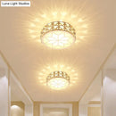 GobekUsa Champagne LED Crystal Embedded Round Ceiling Light - Simple Style Flush Mount for Passageway