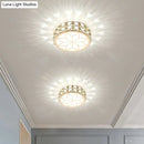GobekUsa Champagne LED Crystal Embedded Round Ceiling Light - Simple Style Flush Mount for Passageway