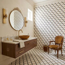 Champagne, Seashell, Bosphorus Honed Steps 3d Limestone Mosaics 14 9/16x14 15/16