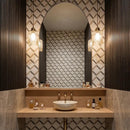 Champagne, Seashell, Bosphorus Honed Steps 3d Limestone Mosaics 14 9/16x14 15/16