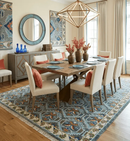 Charcoal Blue and Ivory Traditional Hand Knotted Wool Area Rug - Multi Size by The Rug Decor