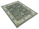 Charcoal Ivory Hand Knotted Traditional Wool Oushak Area Rug by The Rug Decor