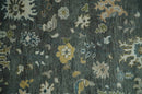 Charcoal and Ivory Hand Knotted Traditional Oushak Custom Made Wool Area Rug