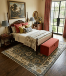Charcoal Ivory Hand Knotted Traditional Wool Oushak Area Rug by The Rug Decor