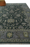 Charcoal and Silver 9x12 Hand Knotted Traditional Antique Style Wool Area Rug by The Rug Decor