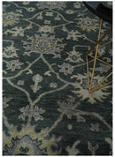 Charcoal and Silver 9x12 Hand Knotted Traditional Antique Style Wool Area Rug by The Rug Decor