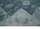 Charcoal Silver Blue Hand-Knotted Wool Area Rug - Traditional Oushak