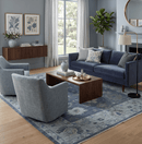 Charcoal Silver Blue Hand-Knotted Wool Area Rug - Traditional Oushak