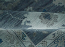 Charcoal Silver Blue Hand-Knotted Wool Area Rug - Traditional Oushak