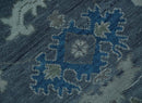 Charcoal Silver Blue Hand-Knotted Wool Area Rug - Traditional Oushak