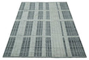Charcoal and Silver Traditional Hand Knotted 8x10 Geometrical Pattern Wool Area Rug by The Rug Decor
