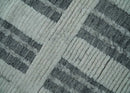 Charcoal and Silver Traditional Hand Knotted 8x10 Geometrical Pattern Wool Area Rug by The Rug Decor