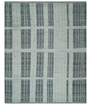 Charcoal and Silver Traditional Hand Knotted 8x10 Geometrical Pattern Wool Area Rug by The Rug Decor
