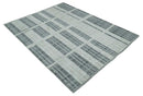 Charcoal and Silver Traditional Hand Knotted 8x10 Geometrical Pattern Wool Area Rug by The Rug Decor