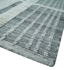 Charcoal and Silver Traditional Hand Knotted 8x10 Geometrical Pattern Wool Area Rug by The Rug Decor