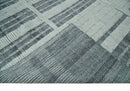 Charcoal and Silver Traditional Hand Knotted 8x10 Geometrical Pattern Wool Area Rug by The Rug Decor