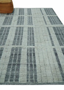 Charcoal and Silver Traditional Hand Knotted 8x10 Geometrical Pattern Wool Area Rug by The Rug Decor