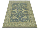 Charcoal, Beige and Olive 6x9 Hand Knotted Traditional Oriental Oushak wool rug by The Rug Decor