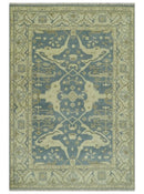 Charcoal, Beige and Olive 6x9 Hand Knotted Traditional Oriental Oushak wool rug by The Rug Decor