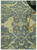 Charcoal, Beige and Olive 6x9 Hand Knotted Traditional Oriental Oushak wool rug by The Rug Decor